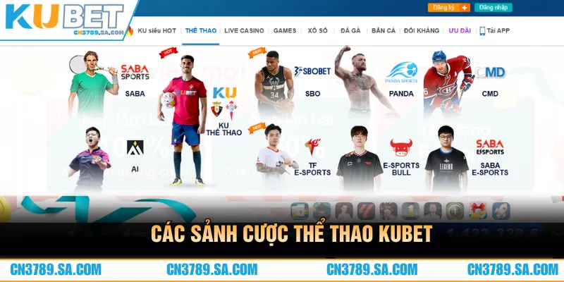 Các sảnh cược thể thao tại CN3789 hiện nay